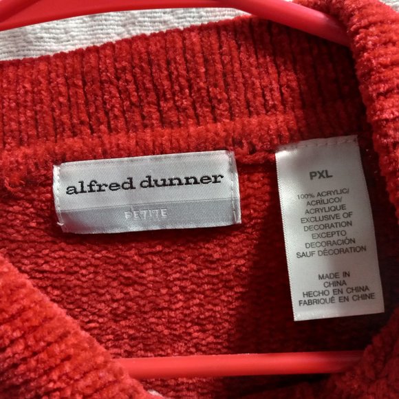 Red Alfred Dunner Cable Knit Chenille Sweater Floral Embroidery Size PXL (T-341) - Picture 9 of 12